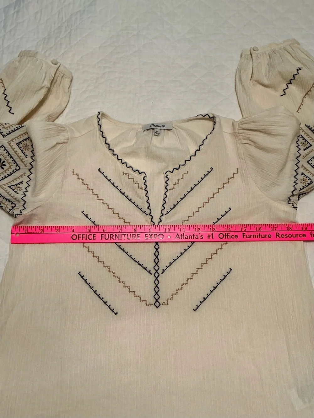 Madewell Embroidered Peasant Top, Antique Cream